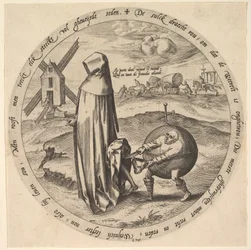 Der Misanthrop vom Welt beraubt, aus Zwölf flämischen Sprichwörtern, ca. 1568