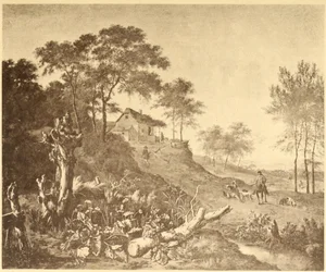Landschaft mit Bauernhaus