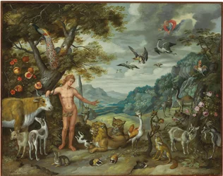 Adam benennt die Tiere, aus der Geschichte von Adam und Eva