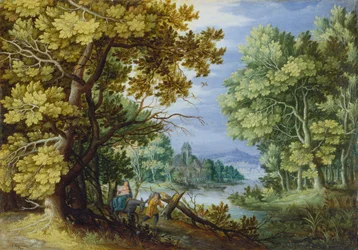 Waldlandschaft mit Flucht nach Ägypten, ca. 1620-50