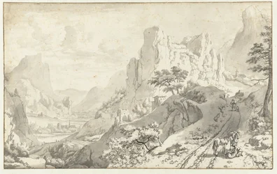 Berglandschaft mit abgestiegenem Reiter