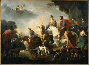 Aeneas und Königin Dido auf der Jagd