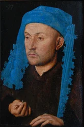 Porträt eines Mannes mit blauem Chaperon und Ring