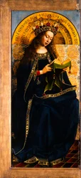 Der Genter Altar. Anbetung des mystischen Lammes: Jungfrau Maria auf dem Thron, 1432