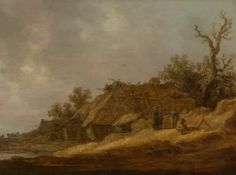 Verfallenes Bauernhaus mit Bauern