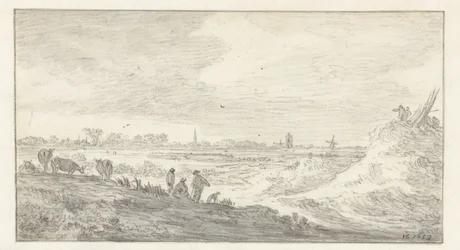 Landschaft mit Figuren auf einer Düne