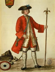 Ein Artillerist der venezianischen Marine in Uniform, aus The costumes of Venicens