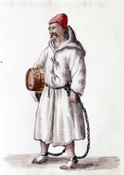 Galerianisches Kabel. 17. - 18. Jahrhundert. Aquarellzeichnung und Tinte aus dem Manuskript „Sitten der Venezianer“ von Jan van Grevenbroeck (oder Giovanni Grevembroch (Grevenbroch) (1731-1807)