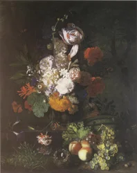 Blumenstück mit Früchten und Rasen