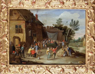 Ein Hochzeitsfest im Hof einer Dorfschenke
