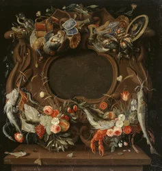 Medallionrahmen mit einer allegorischen Darstellung der vier Elemente