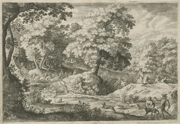 Hirschjagd in einem Sumpf