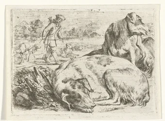 Jäger mit seinen Hunden