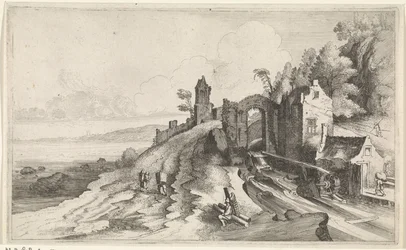 Küstenlandschaft mit einer Wassermühle