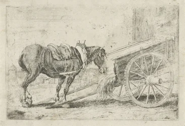 Pferd bei einem Wagen (Dieren, Zoographiam)