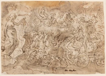 Seite eines Skizzenbuchs; Apollo und Aurora