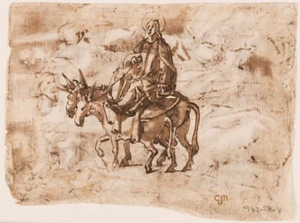 Seite eines Skizzenbuchs; Flucht nach Ägypten; Kreuzigung