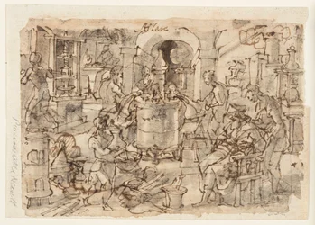 Recto: Erfindung der Destillation, Vorentwurf für 