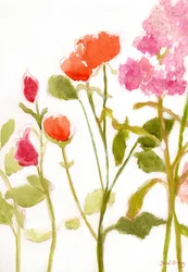 Blumen mit orangefarbenen und rosa Rosen, ca. 2024