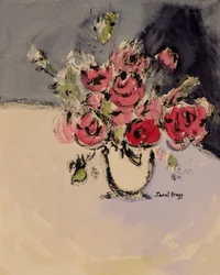 Stillleben mit roten Rosen, ca. 2021