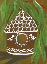 Gemütliches Lebkuchen-Vogelhaus