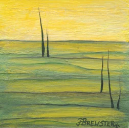 Goldener Himmel, grüne Landschaft