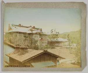 Fujiya-Hotel, Miyanoshita, Hakone, Präfektur Kanagawa, Japan (handkoloriertes s/w Foto)