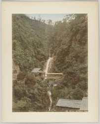 Metaki-Wasserfall, Kobe, Japan (handkoloriertes s/w Foto)