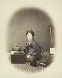 Frau mit einem Koto und Shamisen