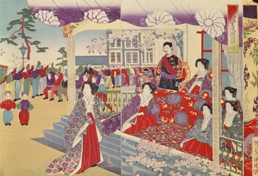 Eine Vorführung von Gymnastik vor dem Kaiser