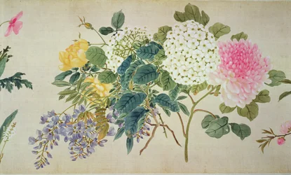Botanische Studie von Phlox und anderen Blumen