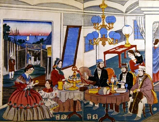 Amerikanische oder europäische Familie in Japan, um 1860