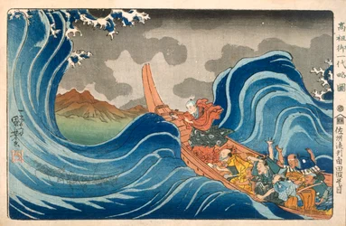 Boot und Wellen (Farbholzschnitt)