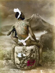 Japan: Japanischer Mann mit Ganzkörpertätowierung, späte 19. Jahrhundert, ca. 1890er Jahre