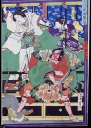 Liebende beschließen Selbstmord zu begehen, Kabuki-Theaterszene
