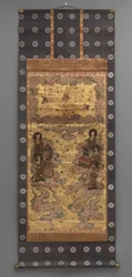 Wandmalerei: Abstieg von fünfundzwanzig Bodhisattvas (Begleiter der Amitabha-Triade), 18. Jahrhundert