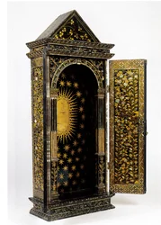 Namban christliches tragbares Heiligtum, entworfen zur Aufnahme einer religiösen Statuette, Momoyama-Periode