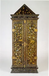 Namban christliches tragbares Heiligtum, entworfen zur Aufnahme einer religiösen Statuette, Momoyama-Periode