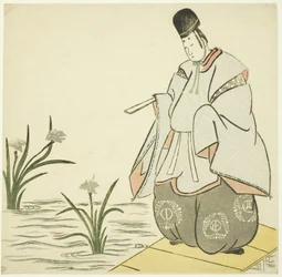 Narihira an der Yatsuhashi-Brücke