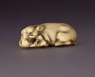 Netsuke, das ein liegendes Wildschwein darstellt, ca. 1750-80