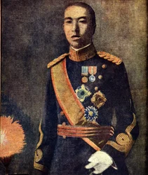 Porträt von Kaiser Hirohito (1901 - 1989) während der Regentschaftszeit. Japanische Presse der 1930er Jahre