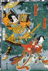 Samurai trifft seine Geliebte im Bambusgarten