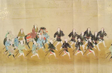 Sechste koreanische Gesandtschaft nach Japan zur Zeit der Nachfolge von Tokugawa Ietsuna im Jahr 1651, möglicherweise von Kano Masunobu (1625-94) 1655-57 (Rollbild)