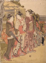 Drei Schönheiten auf dem Marktplatz