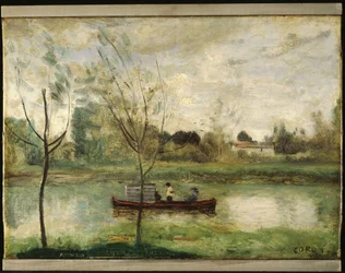 Daubigny bei der Arbeit an seiner „Botin“ bei Auvers-sur-Oise