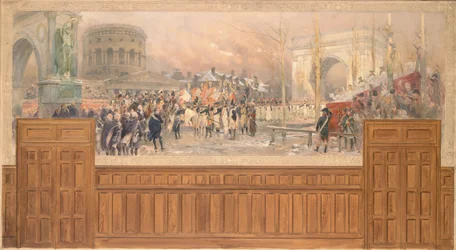 Empfang durch die Gemeinde Paris an der Barrière de la Villette, der aus Polen zurückkehrenden Truppen, nach dem Feldzug 1806-1807, zwischen 1901 und 1902