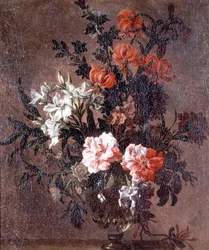 Stillleben, Lilien und andere Blumen