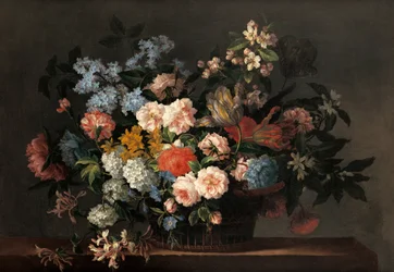 Stillleben mit Blumenkorb