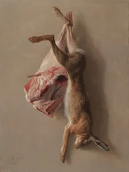 Ein Hase und ein Lammkeule