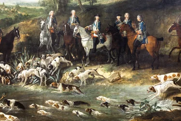 Ludwig XV. jagt Hirsche im Wald von Saint-Germain, 1730